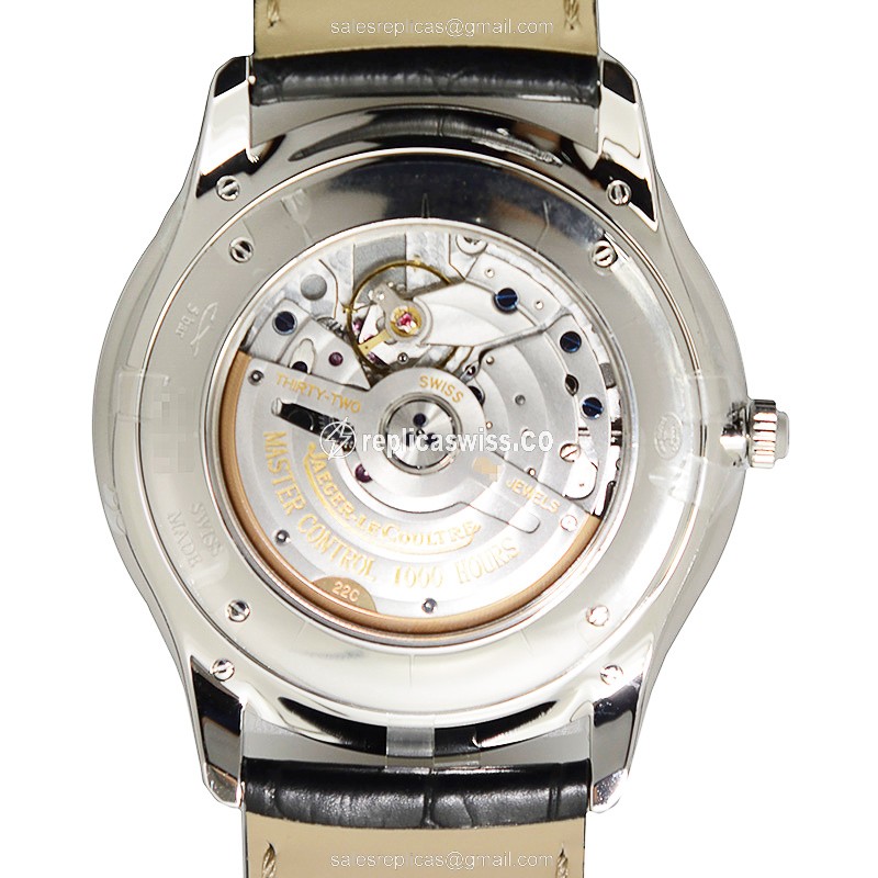 Jaeger-Lecoultre Q1288420 Replica - Ultra Thin - Automatic - Steel Case - Silver Dial - Black Alligator Strap - View 3