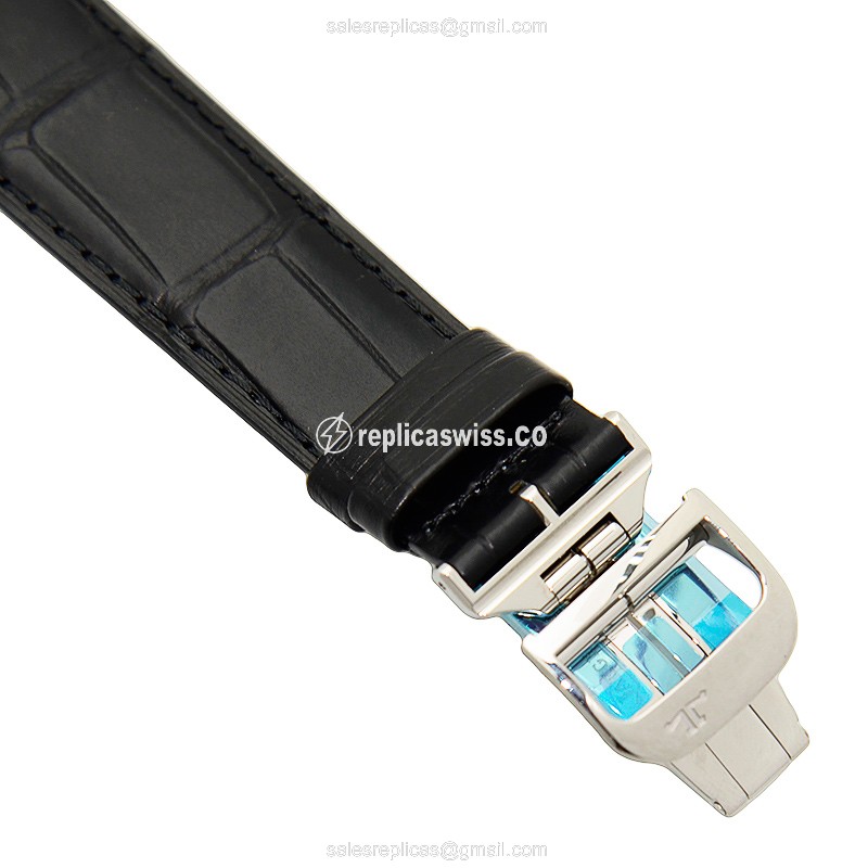 Jaeger-Lecoultre Q1288420 Replica - Ultra Thin - Automatic - Steel Case - Silver Dial - Black Alligator Strap - View 4