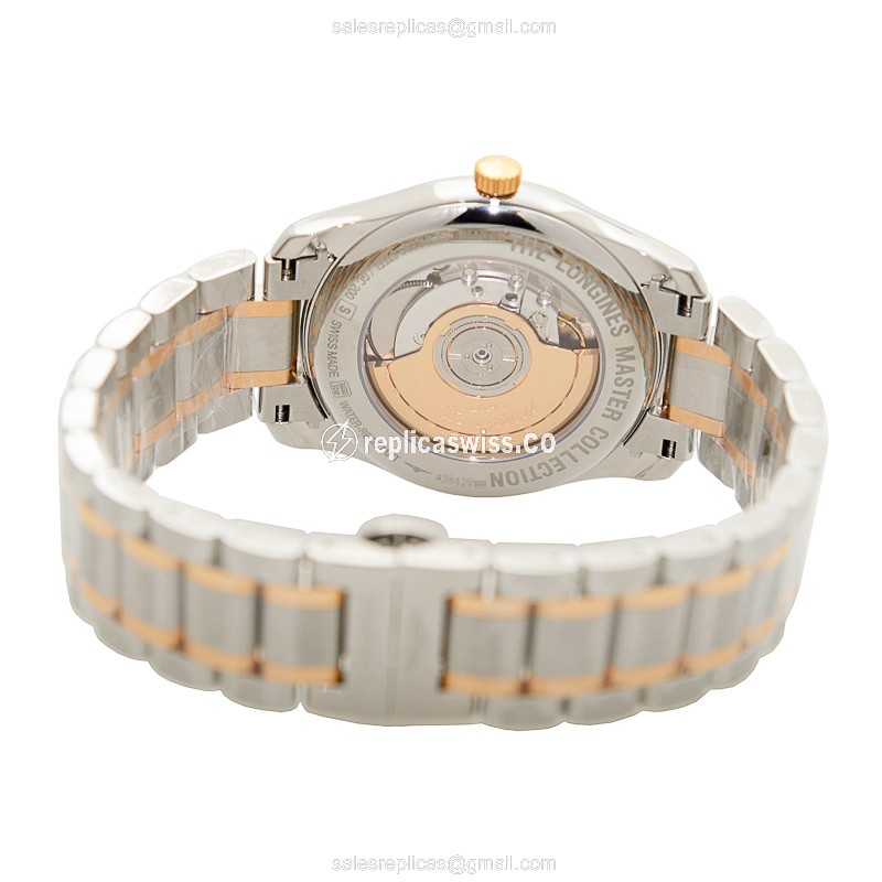 Longines Master Automatic 18kt Rose & Steel - White Dial, Silver Steel Strap, Clasp - View 4