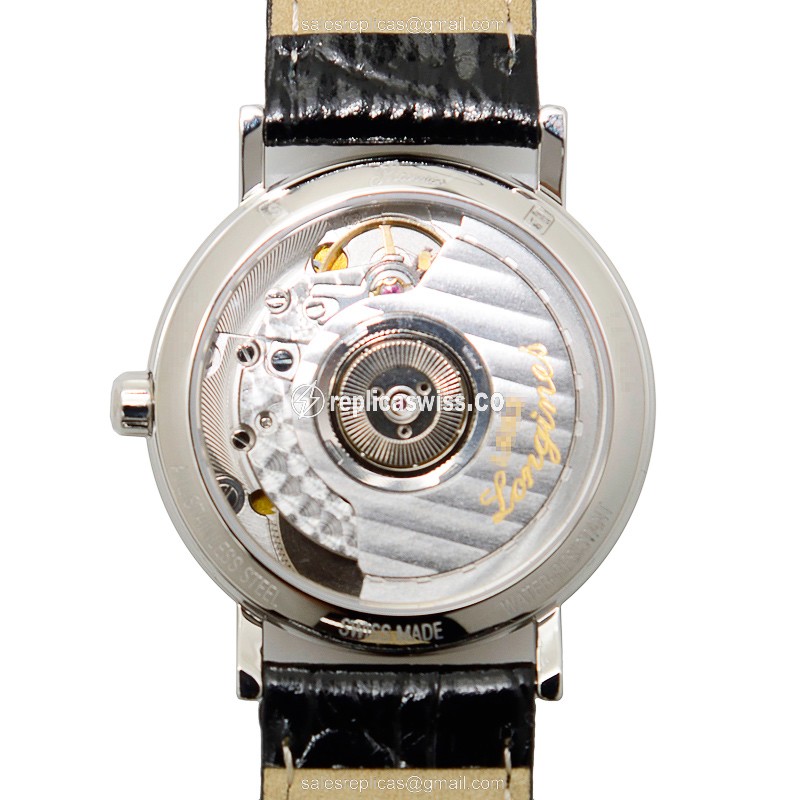 Longines Presence Replica - Automatic - Stainless Steel - White Dial, Leather Strap - View 3