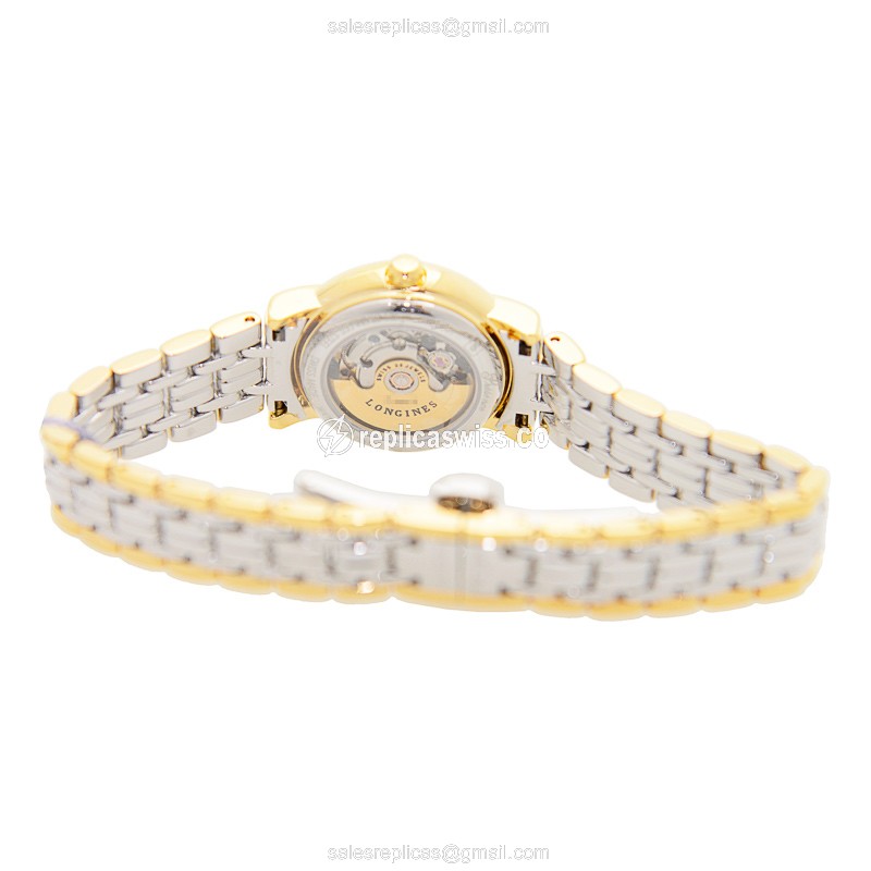 Longines Presence Replica - Automatic - Gold-Plated - White Dial - Steel Strap - View 4