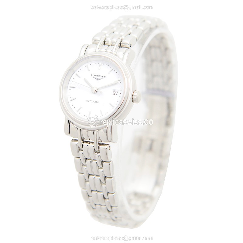 Longines Presence Replica - Automatic - Steel Case - White Dial, Silver Clasp - View 3