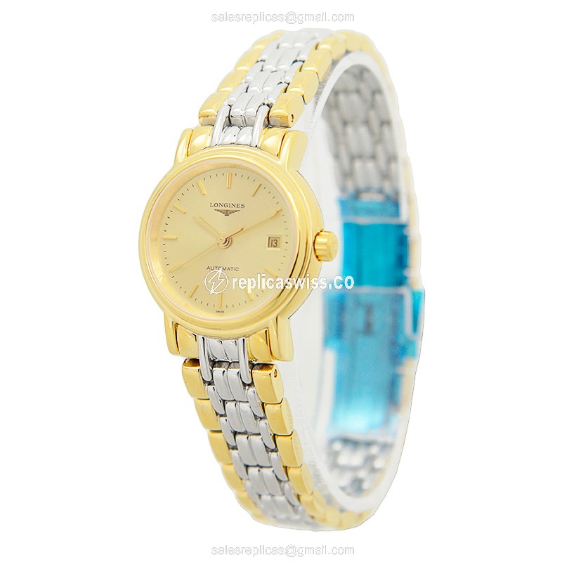Longines Presence Replica - Automatic - Gold Dial - Steel Case - Silver Strap - View 3