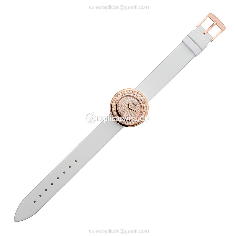 Piaget POSSESSION Quartz - 18kt Rose Gold - Diamonds - Gold Dial - Buckle Clasp - View 2