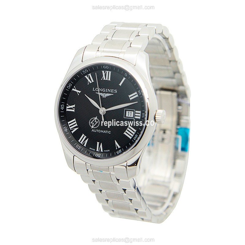 Longines L2.793.4.51.6 Replica - Automatic - Steel Case, Black Dial, Silver Clasp - View 3