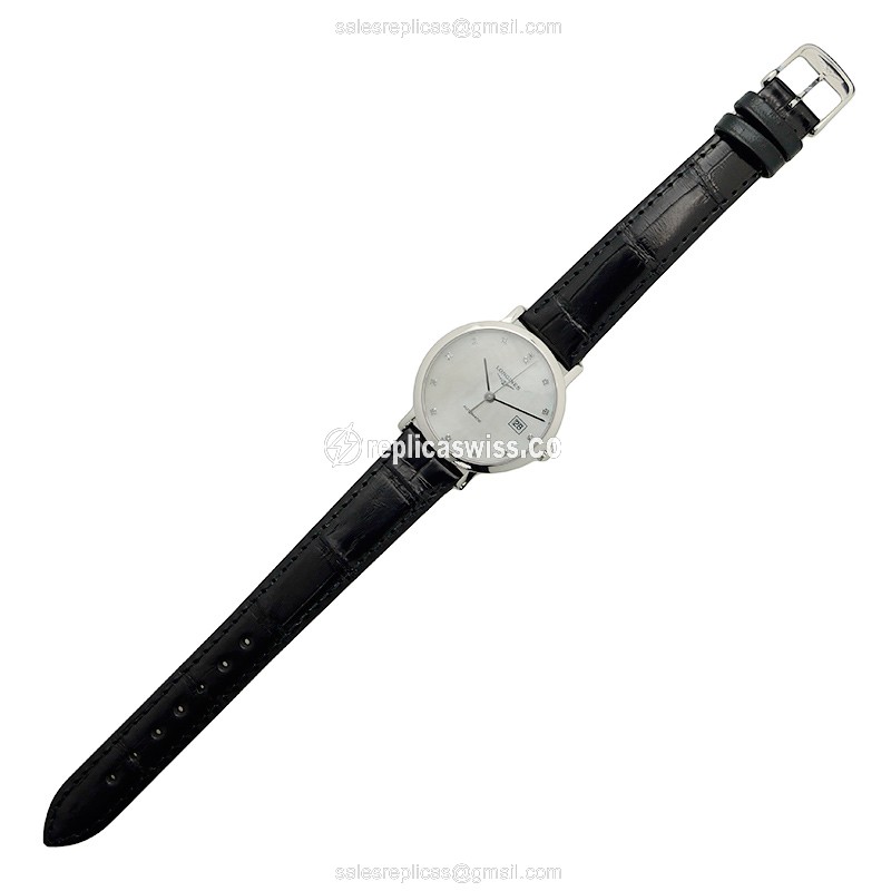 Longines L4.310.4.87.2 Replica - Automatic - Steel Case, Silver Dial, Black Alligator Strap - View 2