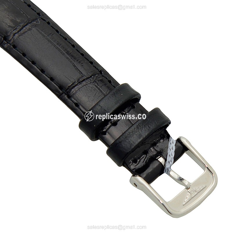 Longines L4.310.4.87.2 Replica - Automatic - Steel Case, Silver Dial, Black Alligator Strap - View 4