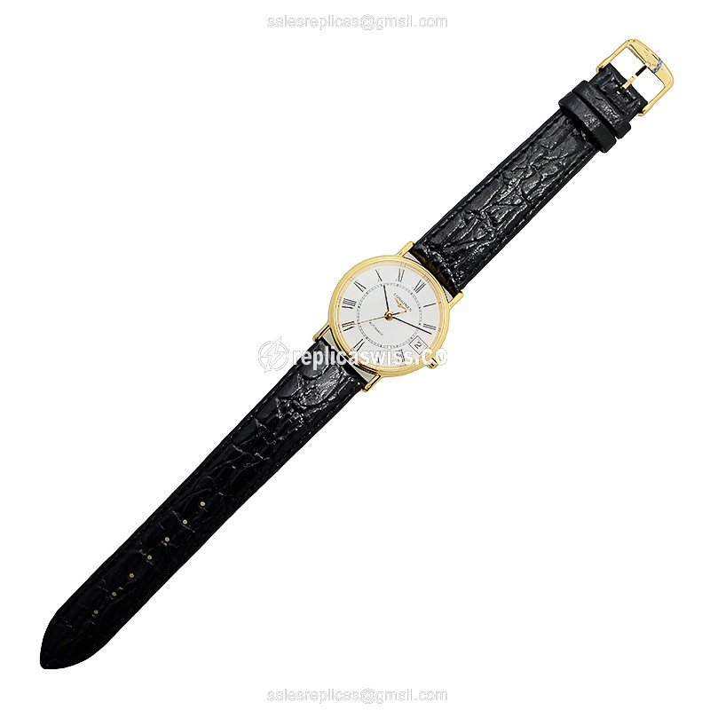 Longines Presence Replica - Automatic | Stainless Steel | White Dial | Leather Strap - View 2