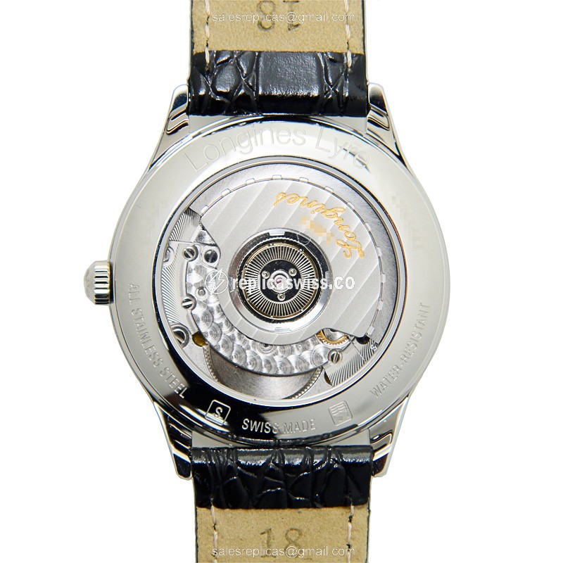 Longines Lyre Replica - Automatic - Stainless Steel - White Dial, Leather Strap - View 3
