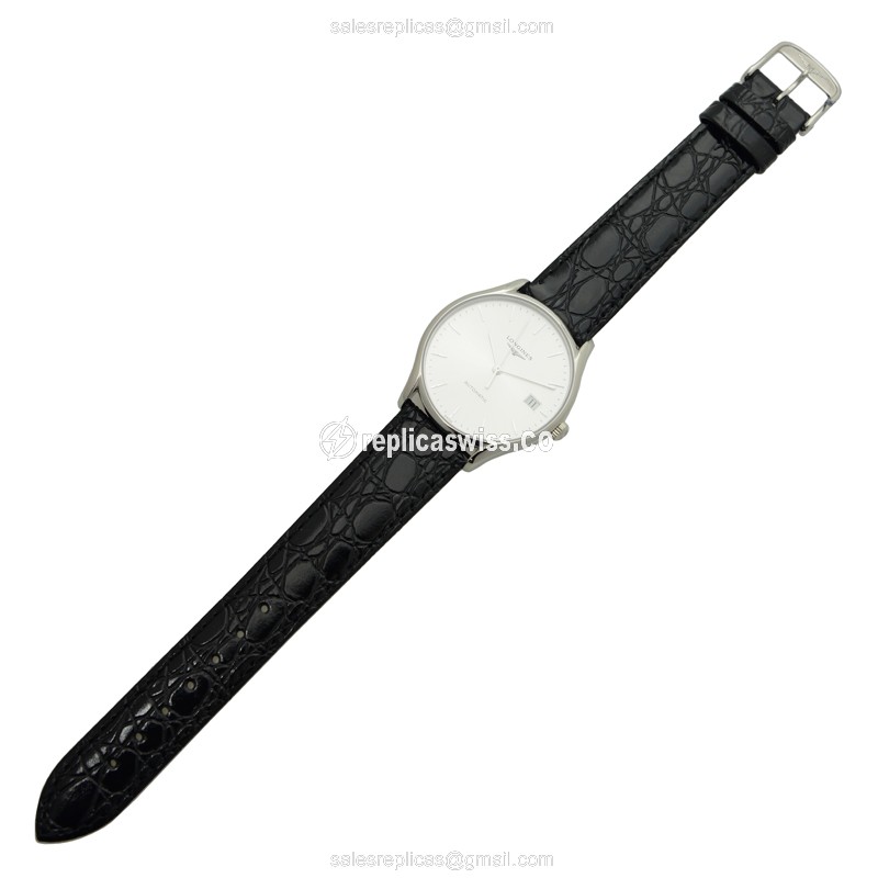Longines Lyre Replica - Automatic - Steel Case, Silver Dial - Black Leather Strap - View 2