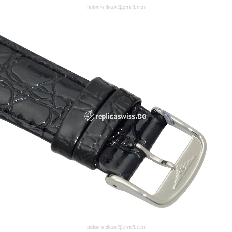 Longines Lyre Replica - Automatic - Steel Case, Silver Dial - Black Leather Strap - View 4