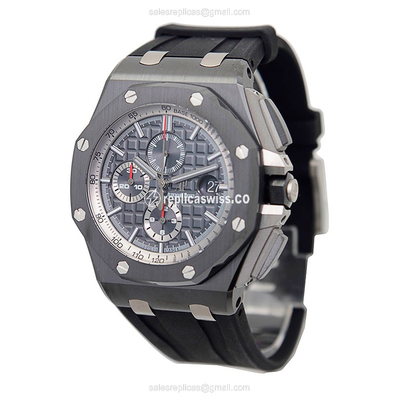 Audemars Piguet Royal Oak Offshore Replica - Automatic Ceramic - Gray Dial - Black Rubber - Buckle Clasp - View 3