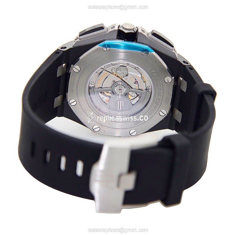 Audemars Piguet Royal Oak Offshore Replica - Automatic Ceramic - Gray Dial - Black Rubber - Buckle Clasp - View 4