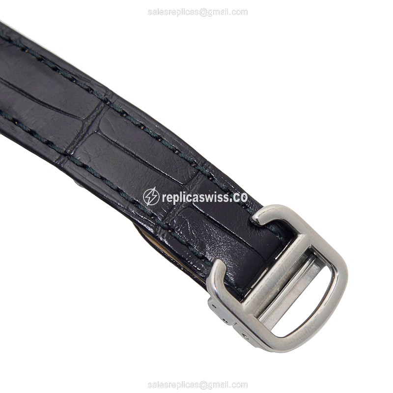 Cartier Ballon Bleu Quartz - Steel Case - Silver Dial - Black Alligator Strap - Clasp - View 4