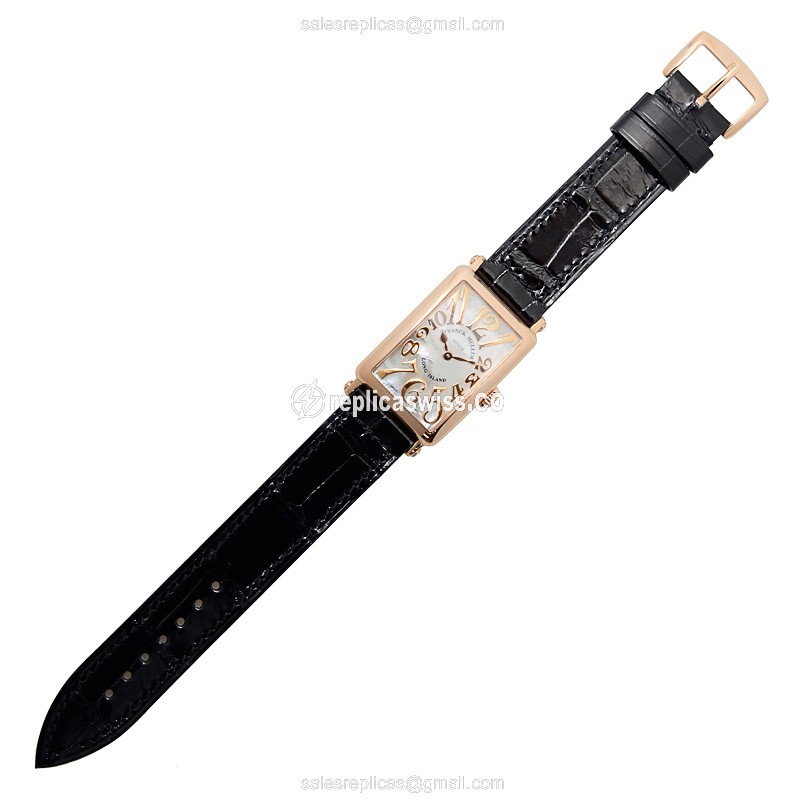 Franck Muller 902 QZ REL MOP - Quartz - 18kt Rose Gold - Silver Dial - Alligator Black Strap - Buckle Clasp - View 2