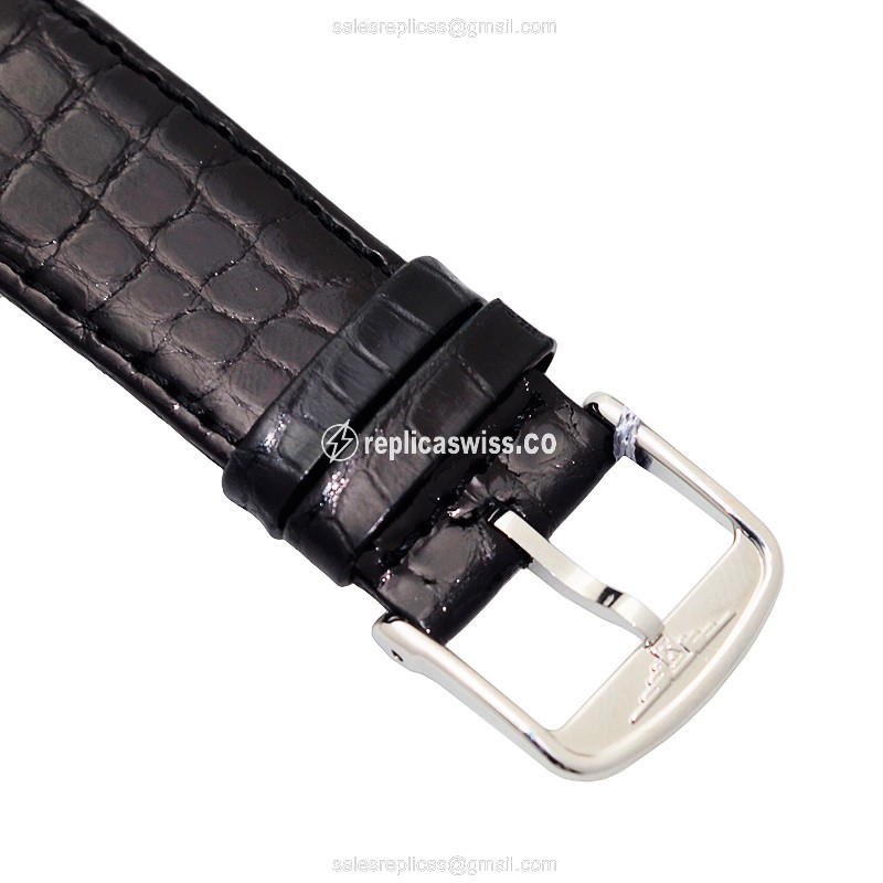 Longines Elegant Replica - Automatic - Stainless Steel - White Dial - Black Alligator Buckle - View 4