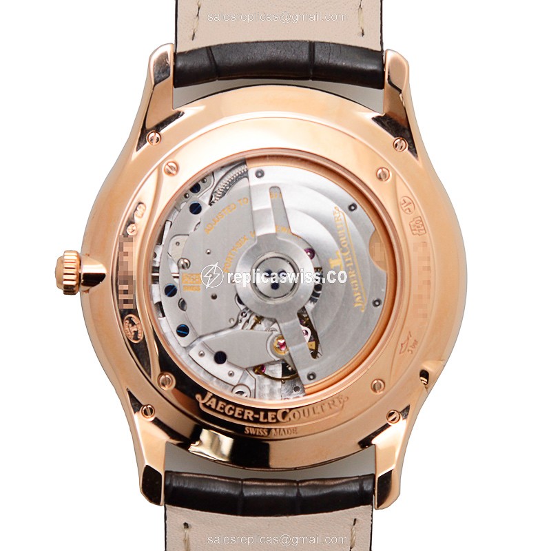 Jaeger-Lecoultre Q1302501 Replica - Ultra Thin - Automatic - 18kt Rose Gold - Diamond Set Dial - Brown Alligator Strap - View 3