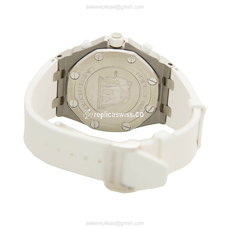 Audemars Piguet Royal Oak Offshore Replica - Automatic - Steel Case - Silver Dial - White Rubber Strap - View 4