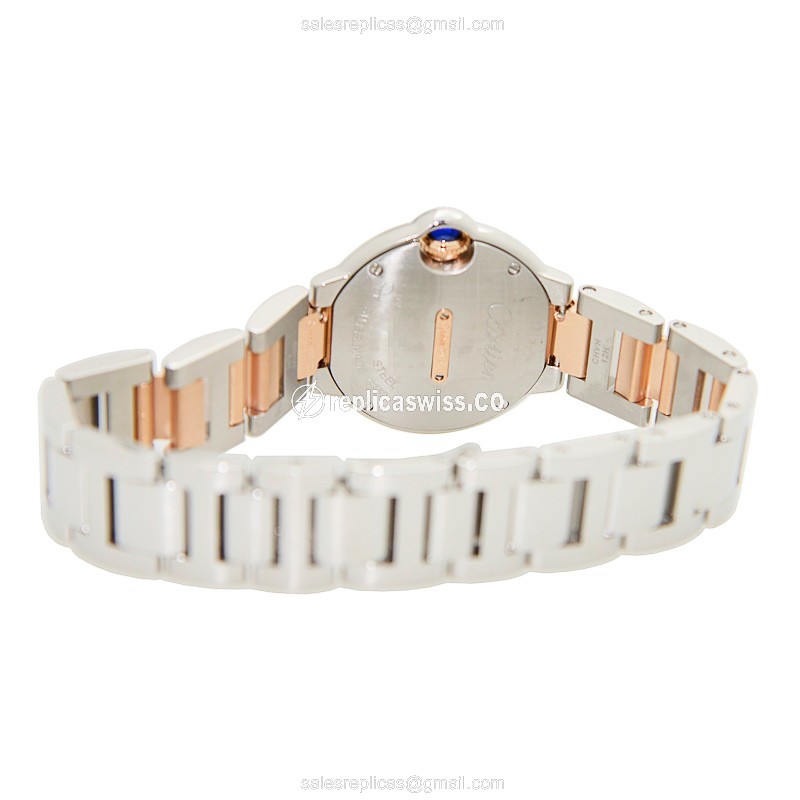 Cartier Ballon Bleu Replica - Quartz - 18kt Rose Gold Case - Silver Dial - Gold Strap - View 4