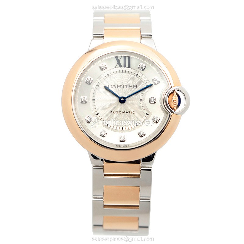 Cartier Ballon Bleu Replica - Automatic - Rose Gold - Silver Dial - View 2