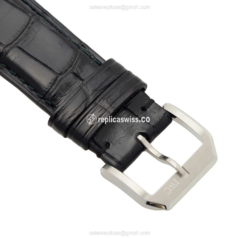 IWC Portuguese Replica - Manual - Stainless Steel - Black Dial - Alligator Black Buckle - Sapphire Crystal - View 4