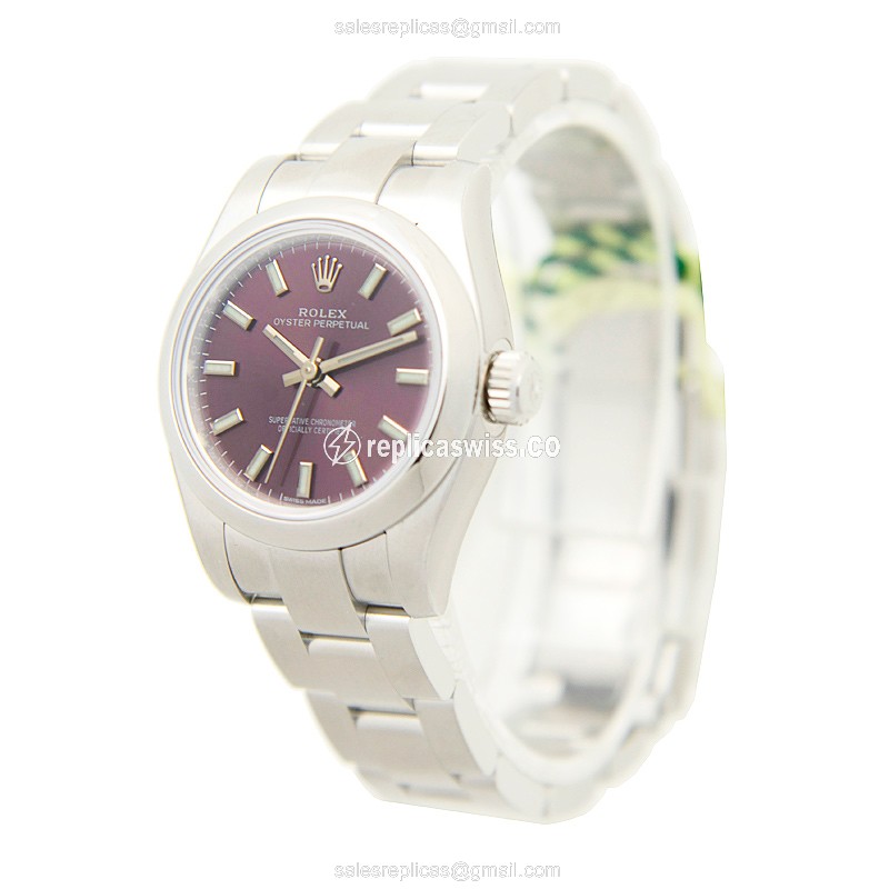 Rolex OYSTER PERPETUAL Replica - Automatic - Steel Case - Purple Dial - View 3