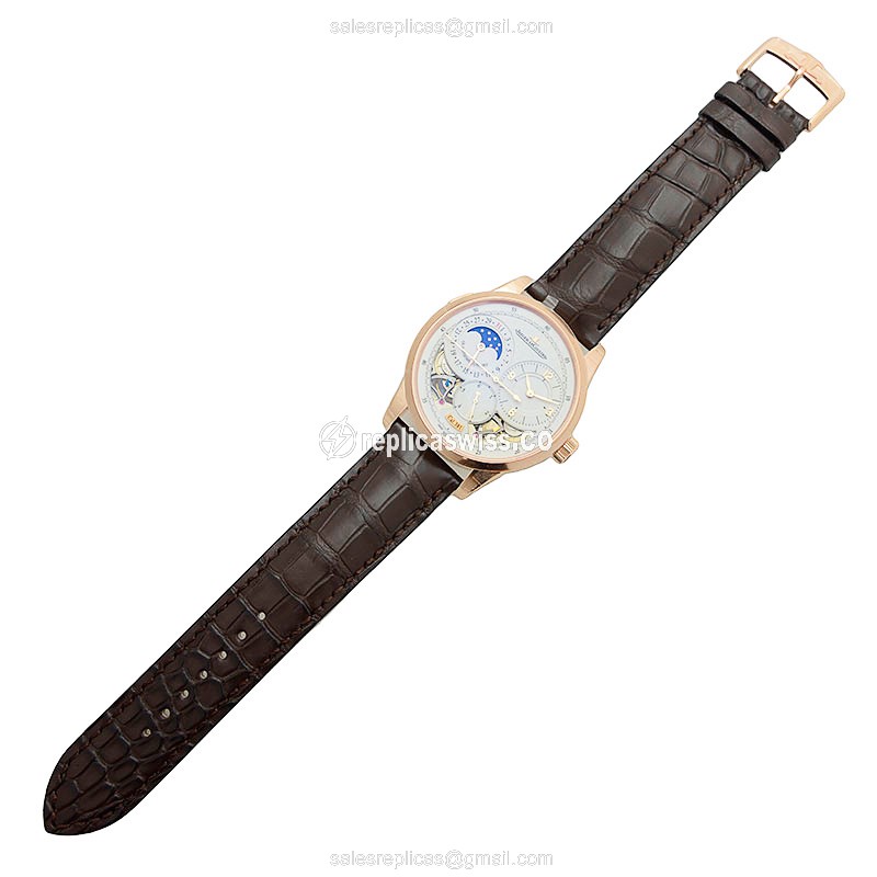 Jaeger-Lecoultre Q6042522 DUO Rose Gold - Manual - White Dial - Brown Alligator Buckle - View 2