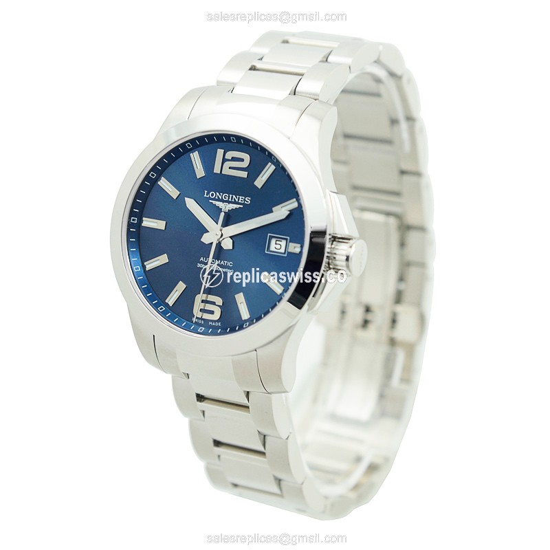 Longines CONQUEST Replica | Automatic | Blue Dial | Steel Case | Silver Clasp - View 3