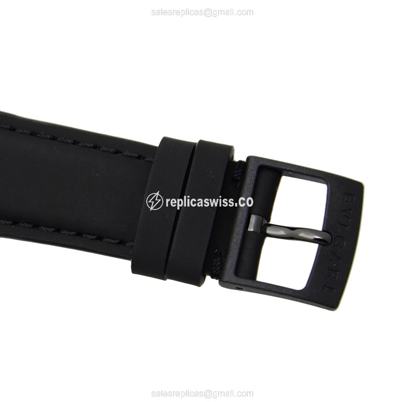 Bulgari BBP40BCGLD Replica - Automatic - Carbon Fiber Case - Black Dial - Leather Strap - Black Buckle - View 4
