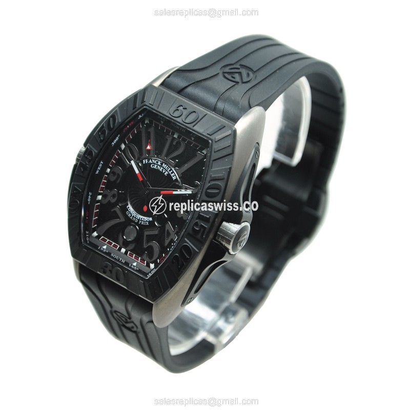 Franck Muller Conquistador GPG - Automatic - Titanium Case - Black Dial - Black Alligator Strap - View 3
