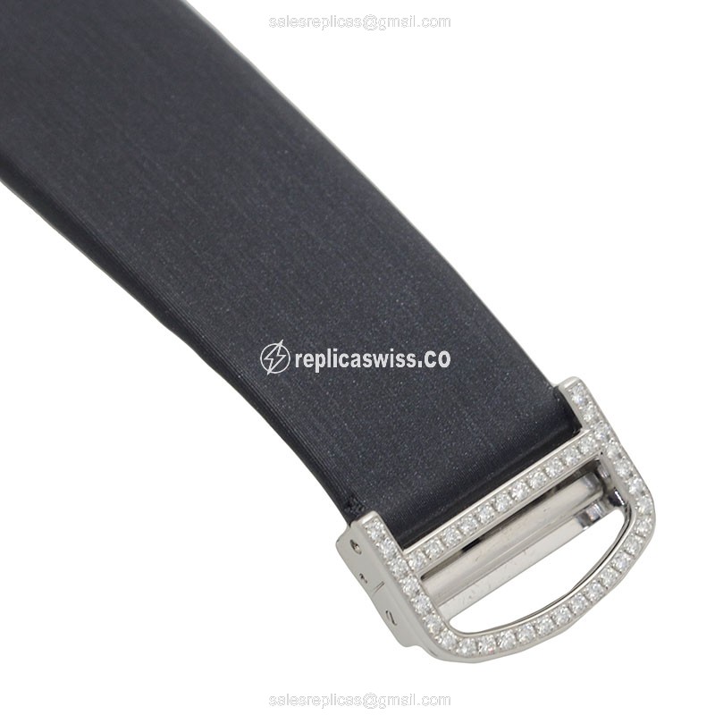 Cartier Pasha De Cartier Manual - 18kt White Gold - Diamond - Transparent - Black Satin Strap - View 4