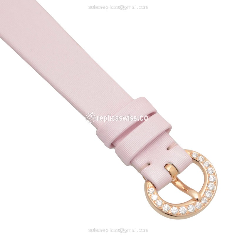 Chopard Happy Diamonds Quartz 18kt Rose Gold - Skull Dial - Pink Satin Strap - Buckle Clasp - View 4