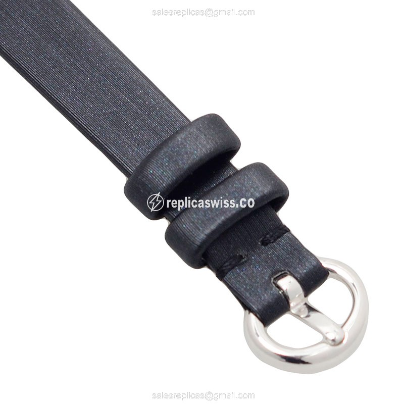 Chopard Happy Diamonds Quartz 18kt White Gold - Skull Dial - Silk Black Strap - Buckle Clasp - View 4
