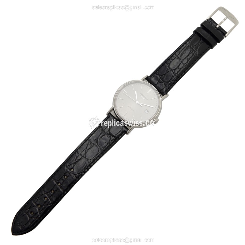 Longines Presence Replica - Automatic - Silver Steel - Black Alligator Buckle - View 2
