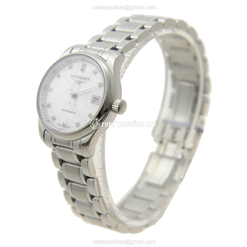 Longines L2.128.4.87.6 Replica - Automatic - Steel Case - Silver Dial on Silver Strap - View 3