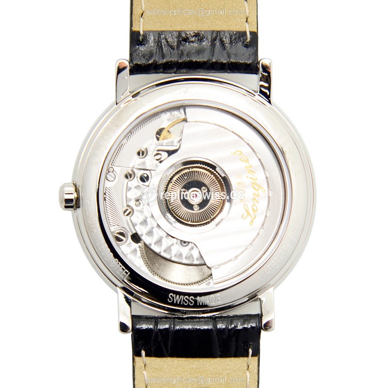Longines Presence Replica - Automatic - Stainless Steel - White Dial - Black Alligator Strap - View 3