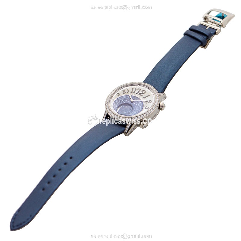 Jaeger-Lecoultre Rendez-Vous Replica - Automatic - White Gold - Blue Dial - Diamond Accents - View 2