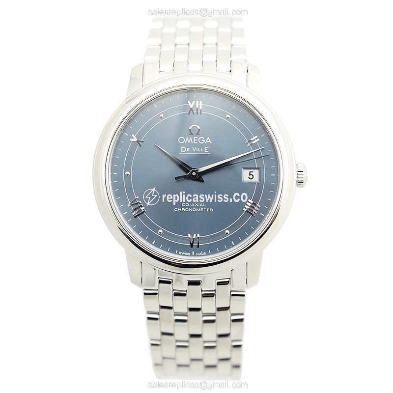 Omega DE VILLE Replica - Automatic - Blue Dial - Steel Case & Band - View 2