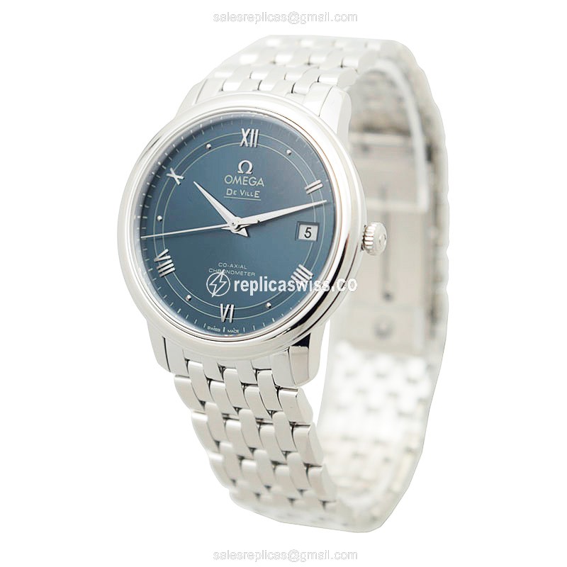 Omega DE VILLE Replica - Automatic - Blue Dial - Steel Case & Band - View 3