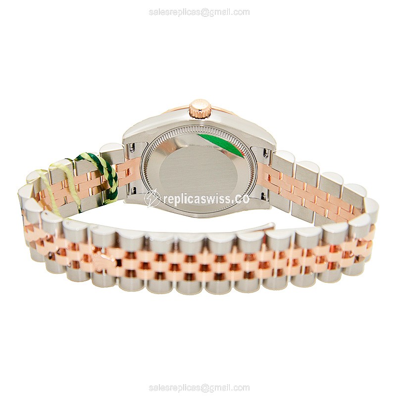 Rolex Datejust Replica - Automatic - 18kt Rose Gold - Diamond Bezel - Pink Strap - View 4