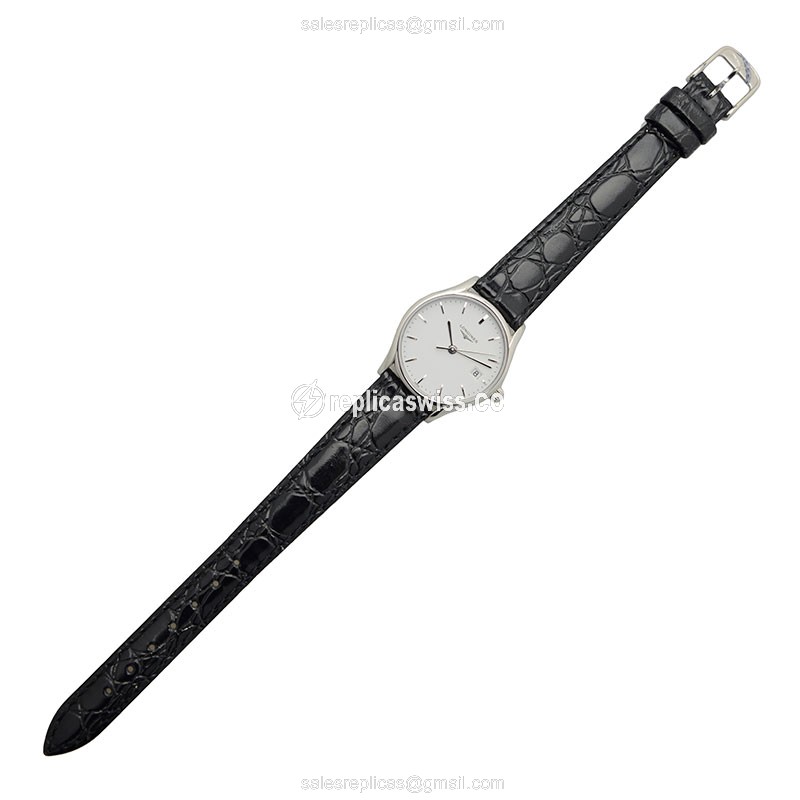 Longines LA GRANDE Replica - Quartz - Stainless Steel Case - White Dial, Leather Strap - View 2