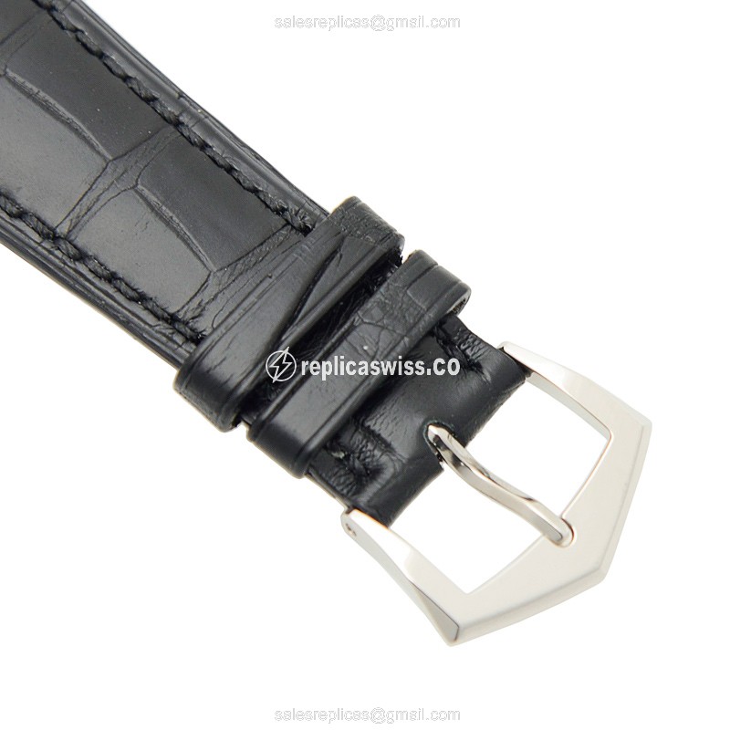 Patek Philippe 5905P-010 Replica - Automatic - 950 Platinum Case - Black Dial - Alligator Black Strap - View 4
