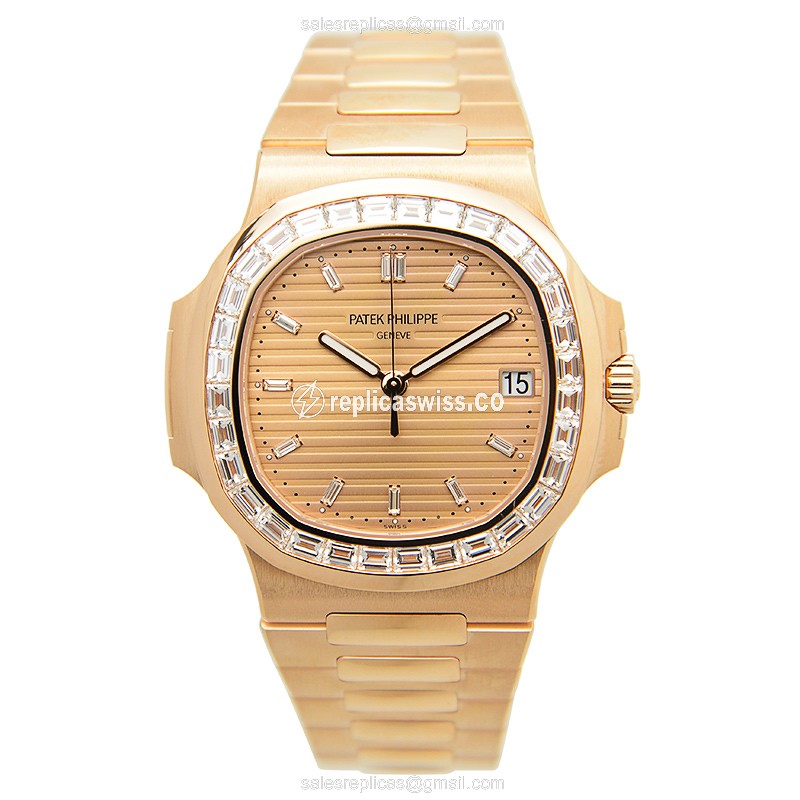 Patek Philippe 5723/1R-001 Replica - Automatic - Rose Gold - Diamond Bezel - 18kt Gold Bracelet - View 2
