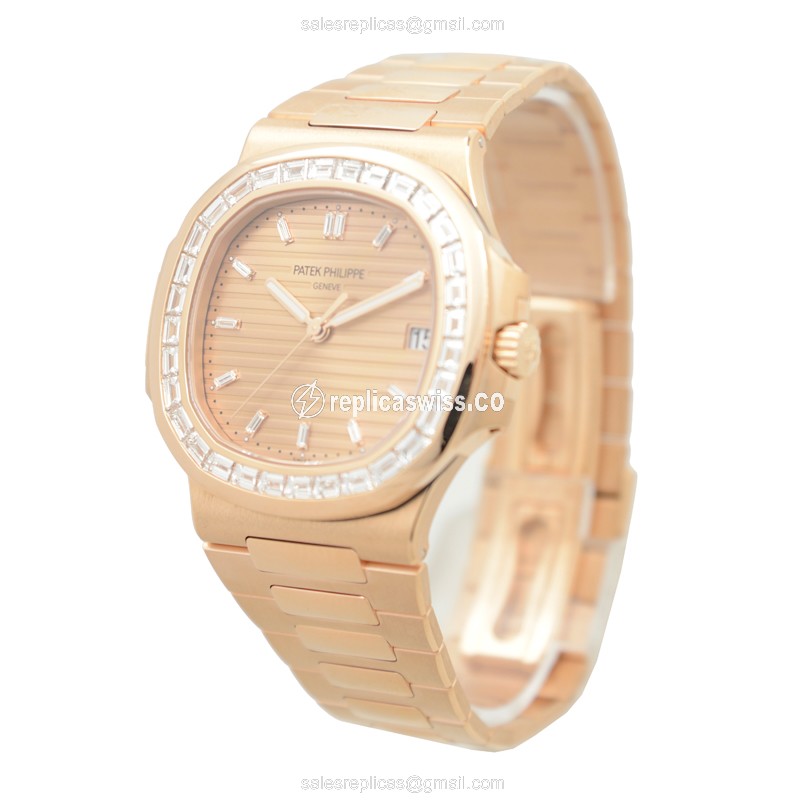 Patek Philippe 5723/1R-001 Replica - Automatic - Rose Gold - Diamond Bezel - 18kt Gold Bracelet - View 3
