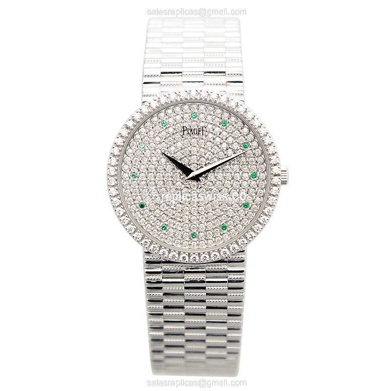Piaget DANCER Replica - Manual Wind - 18kt White Gold - Diamond Set - Silver Dial - Gold Clasp - View 2