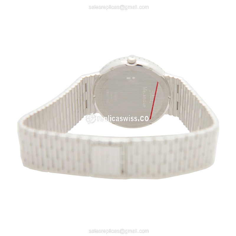 Piaget DANCER Replica - Manual Wind - 18kt White Gold - Diamond Set - Silver Dial - Gold Clasp - View 4
