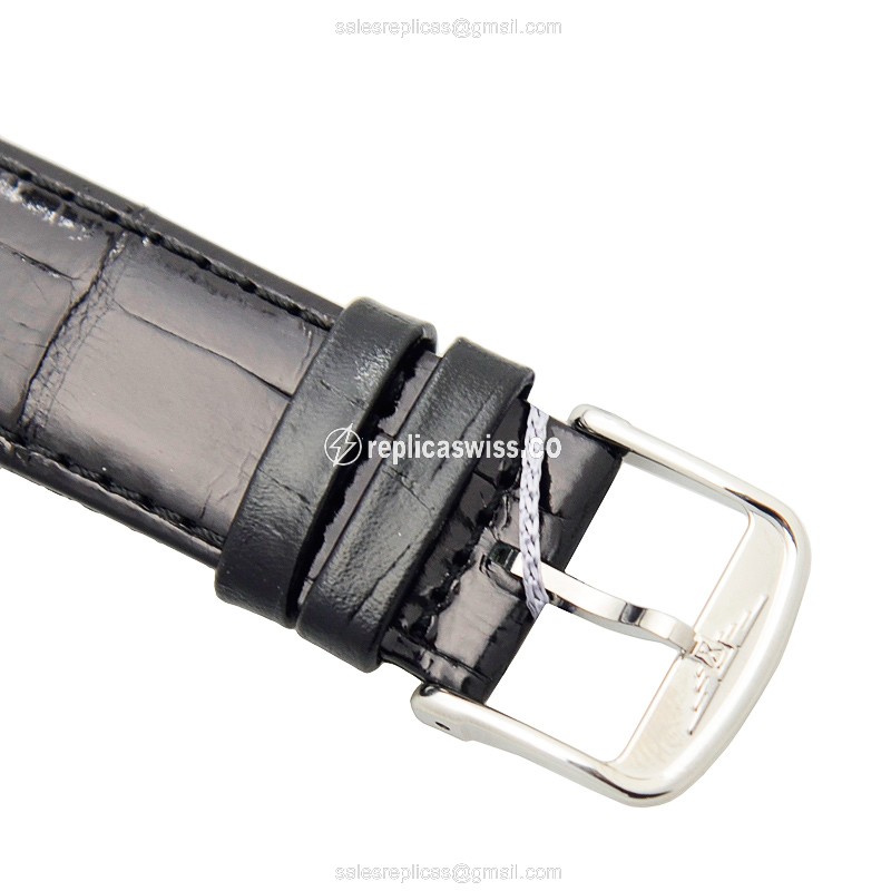 Longines L4.910.4.12.2 Replica - Automatic - Steel Case, White Dial on Black Alligator Strap - View 4