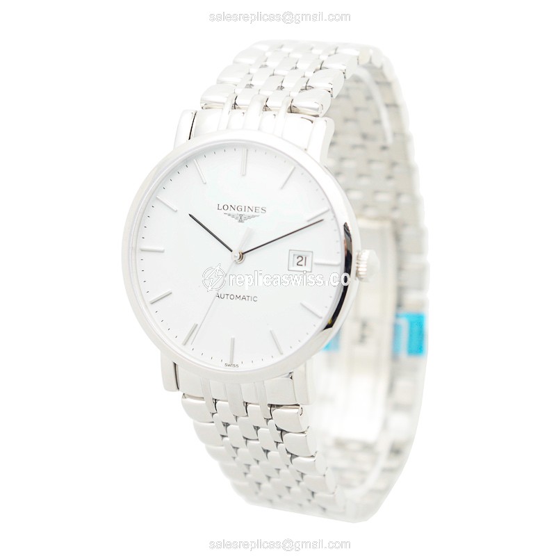 Longines L4.910.4.12.6 Replica - Automatic - Steel Case - White Dial, Silver Clasp - View 3