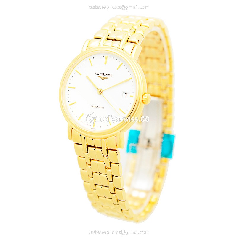 Longines Presence Replica - Automatic - Gold-Plated Case - White Dial - View 3