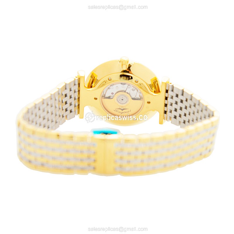 Longines LA GRANDE Replica - Automatic - Gold-Plated & Steel - White Dial - Gold Clasp - View 4